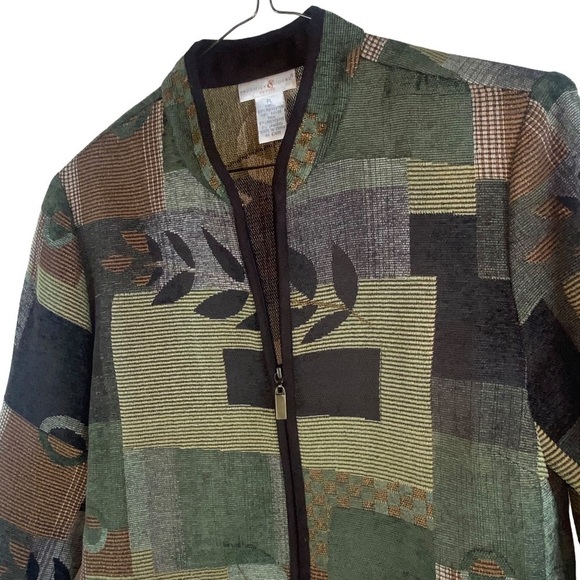Preswick & Moore Shades of Green Full Zip Front Jacket Blazer Petite L - Picture 3 of 9